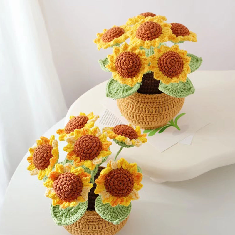 Handmade Crochet Sunflower in Pot - Stunning Flower Bouquet | Unique and Thoughtful