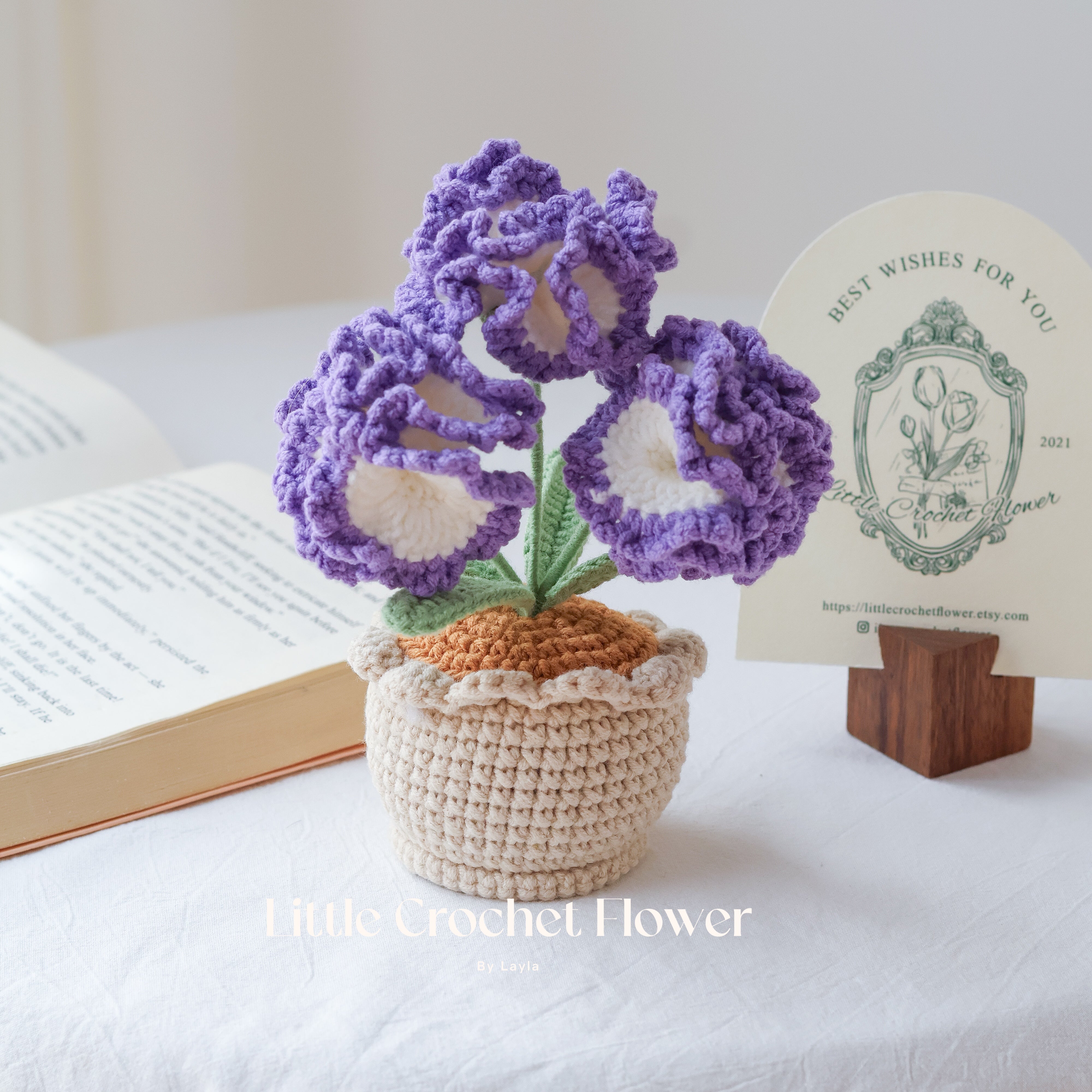 Handmade Crochet Carnation in Pot – Mini Ruffled Flower Gift Arrangement